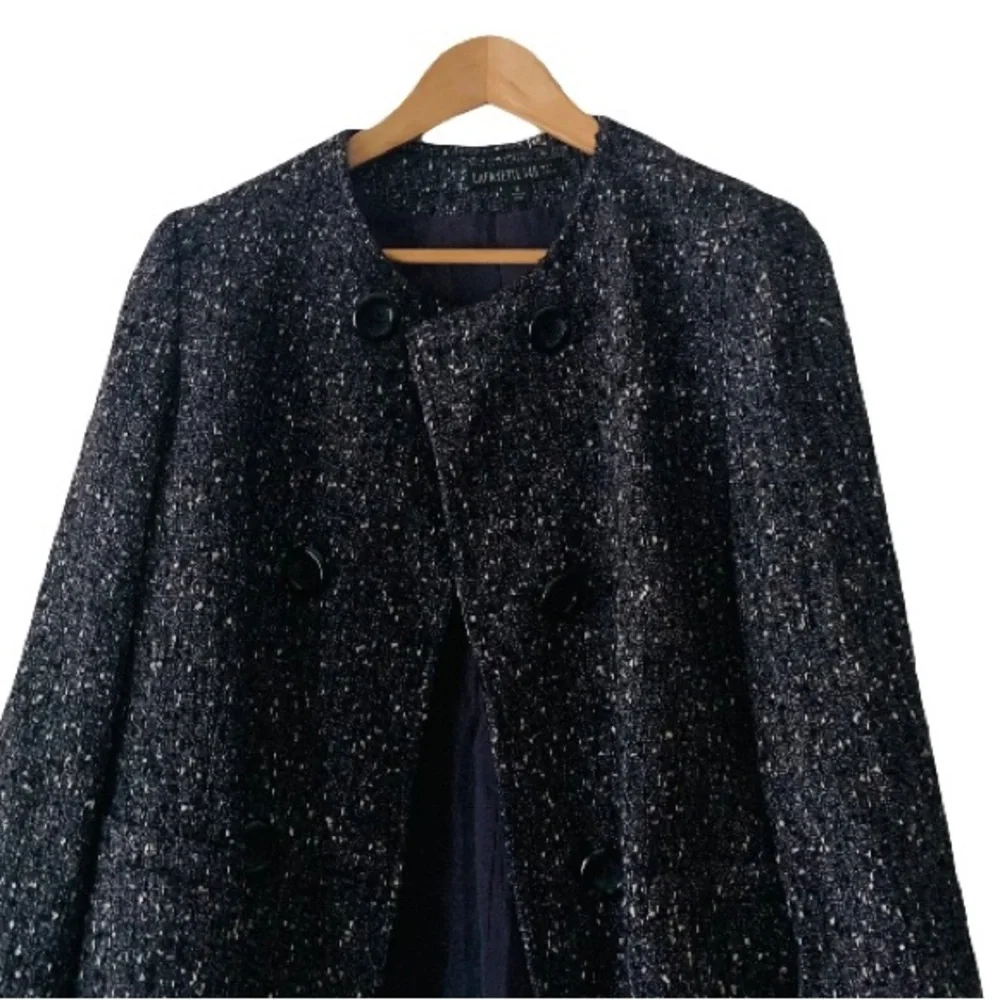 Lafayette 148 Round Neck Tweed Blazer Jacket Women Sz 12 Purple Academia Preppy